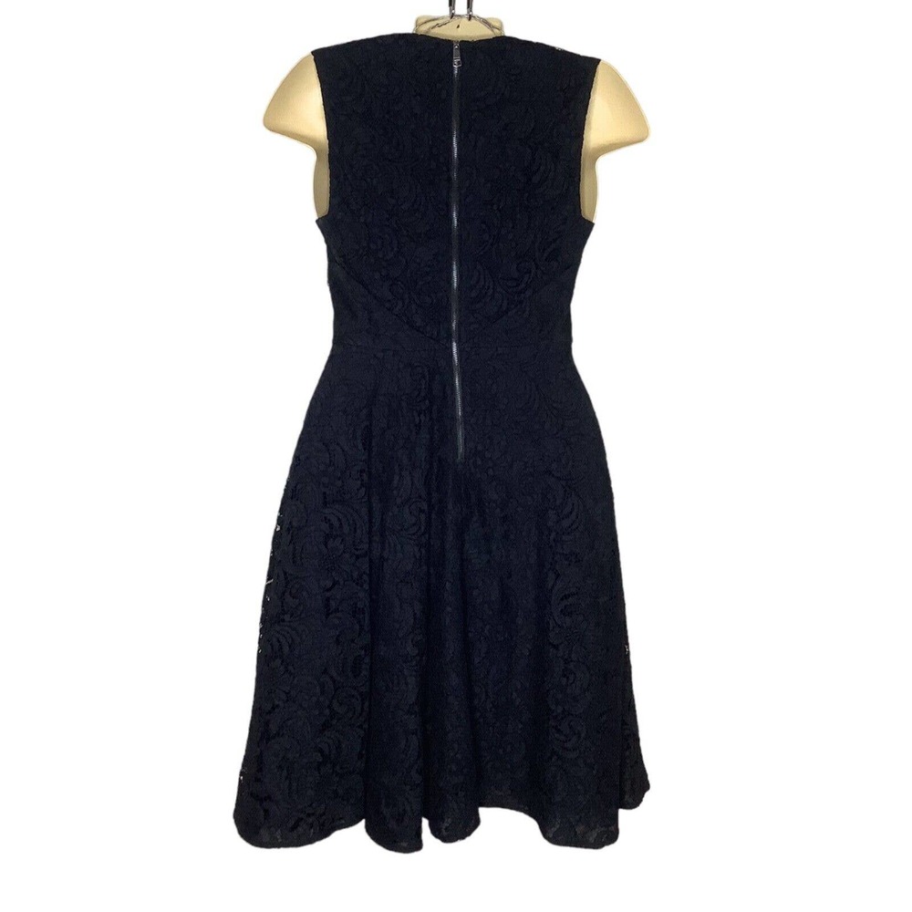 Burberry London Dress Womens 4 Black Lace Floral Fit Flare Sleeveless Pockets S - Picture 2 of 10